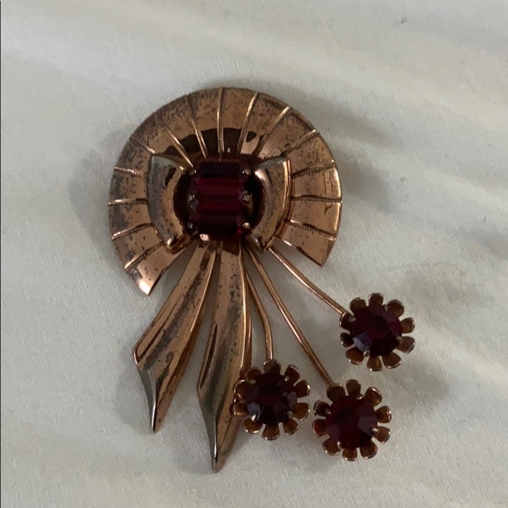 Vintage STERLING brand Jewelled Brooch